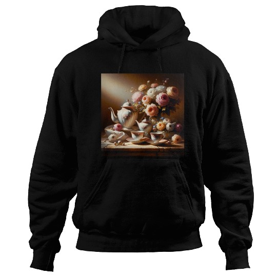 Timeless Elegance Vintage Tea Set Still Life Hoodies