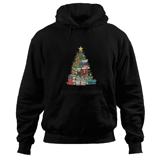 Bookworm Christmas Tree books Hoodies
