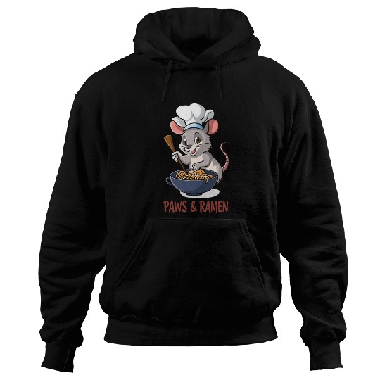 Paws and Ramen Funny Rat Animal Sayings Hoodies