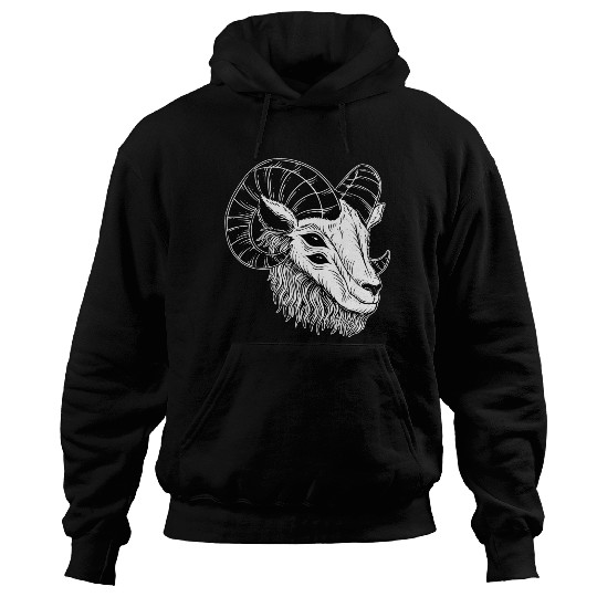 Dark Devil Goat Horn Head Hoodies