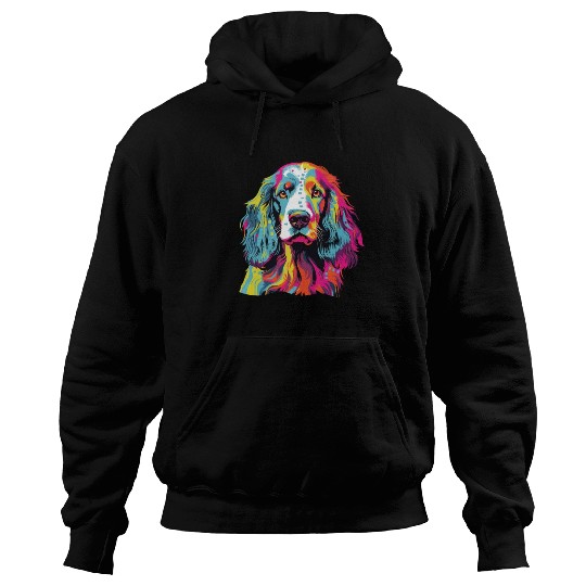 Watercolor Colorful English Setter Hoodies