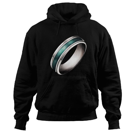 Silver Ring With Green Inlay Jewelry Hoodies