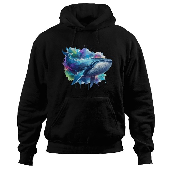 Blue Whale Colourful background Hoodies