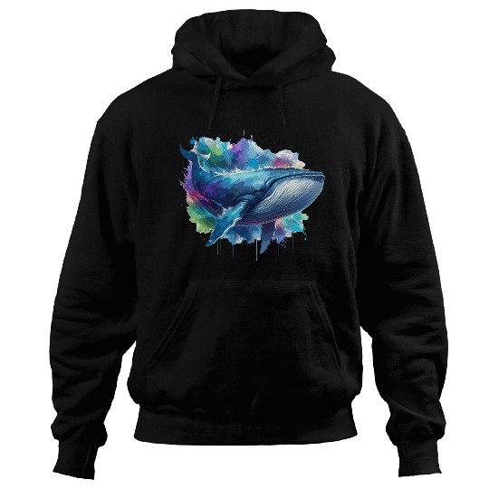 Blue Whale Colourful background Hoodies