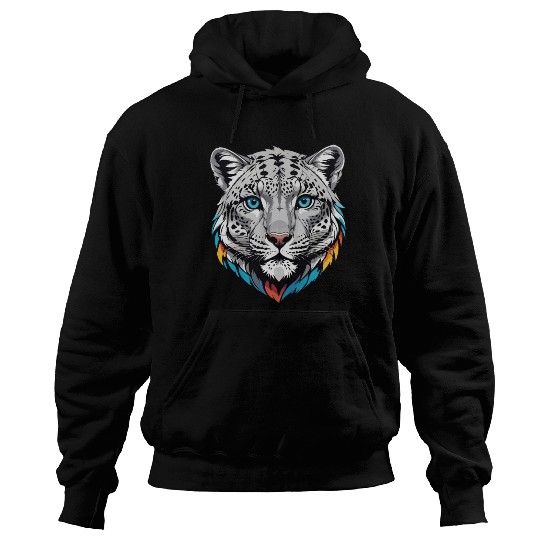 Majestic Snow Leopard Portrait - Exotic Wildlife Hoodies