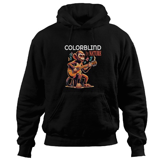 Colorblind by Nature, Melodic Monkey Strums Hoodies