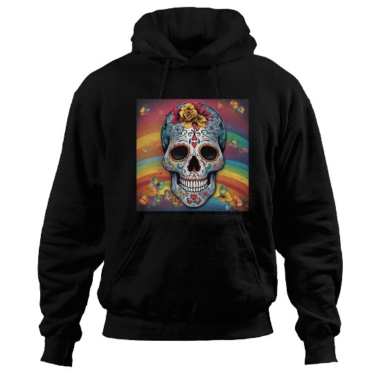 A Sugar Skull pastel colors & Rainbow Hoodies