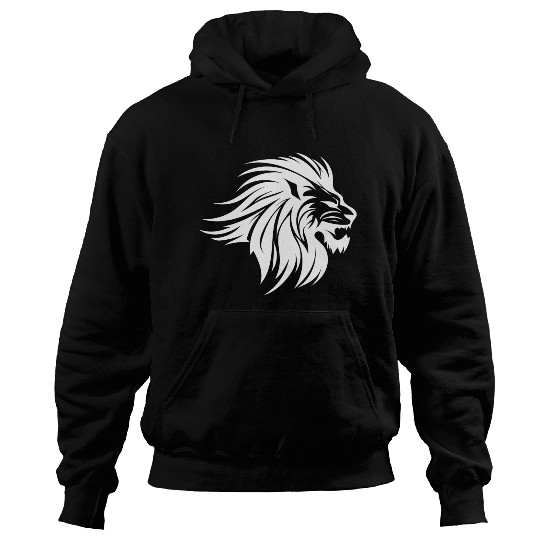 Waving Mane Lion Head Tattoo Ink Style Hoodies