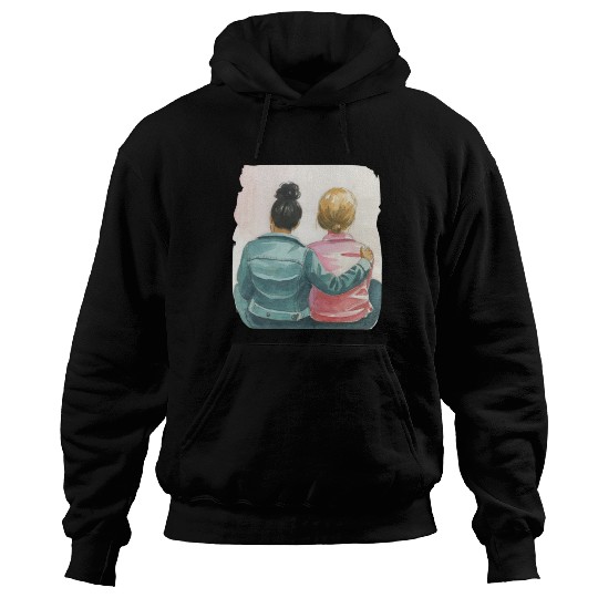 Watercolor Lesbian Couple Hoodies