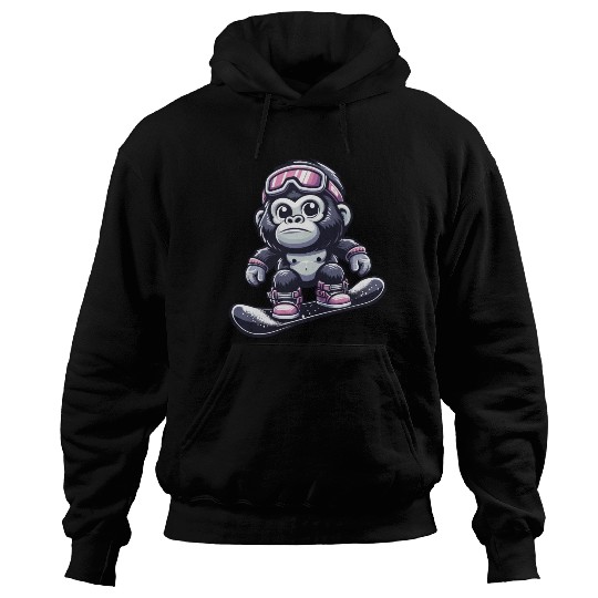 Monkey Gorilla Chimpanzee Ski Vacation Skier Hoodies