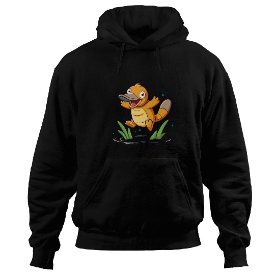 Whimsical Platypus Frolicking in a Pond Hoodies
