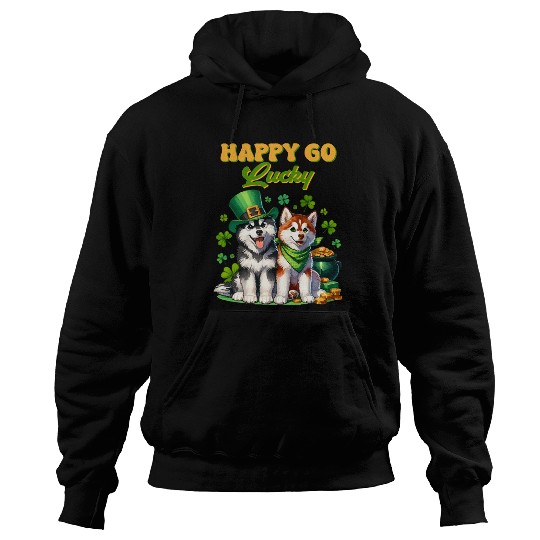 Happy Go Lucky Cute Husky St Patricks Day Hoodies