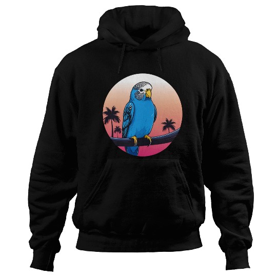 Synthwave Blue Budgie 2 Hoodies