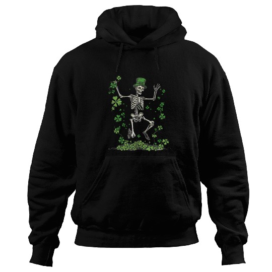 St Patricks Skeleton Dancing With Shamrocks Hoodies