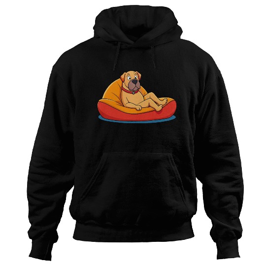 Relaxed Mastiff on Cushion Art Hoodies