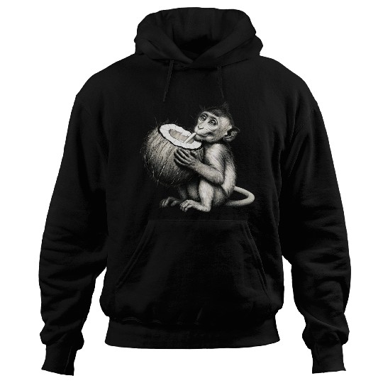 Coconut Milk-Sipping Monkey Hoodies