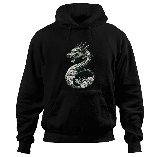 Moonlit Serenity of the Silver Dragon Hoodies