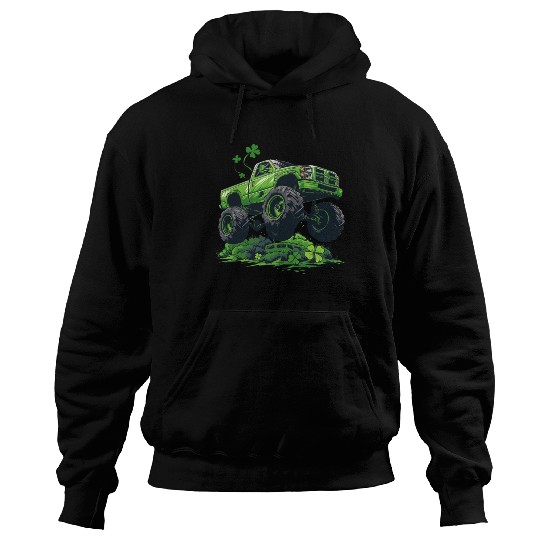 Monster Truck Shamrock Toddler Boys St Patricks Hoodies