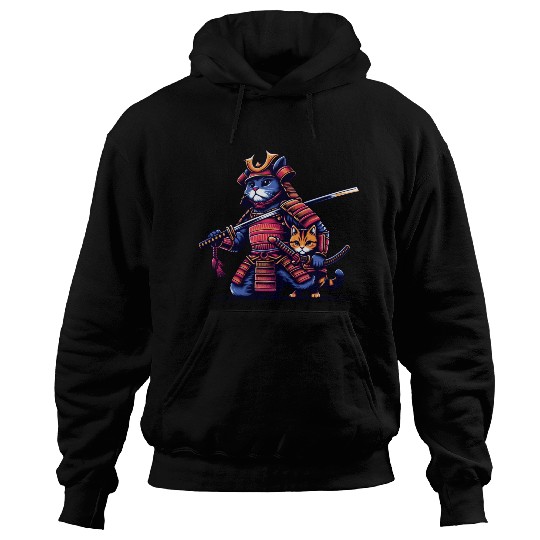 Light Samurai Cat Hoodies