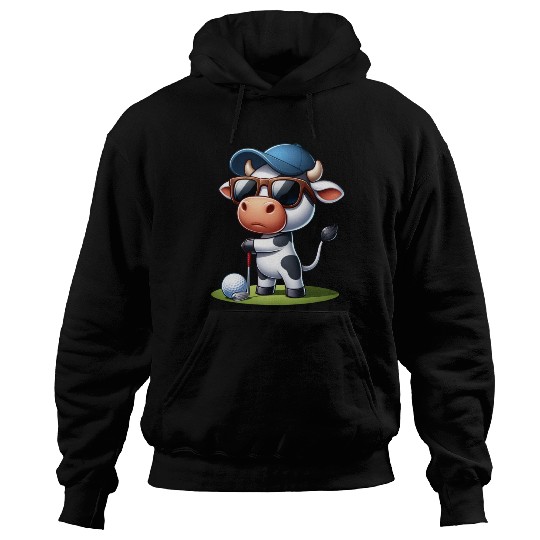 Cow Golfer Golf Course Dog Owner Hoodies