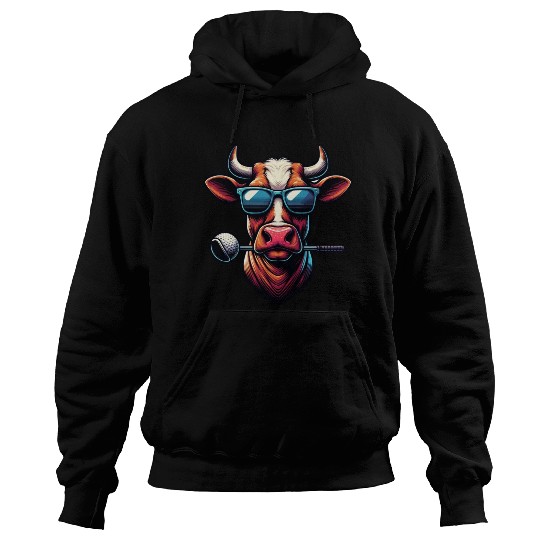 Cow Golfer Golf Course Dog Owner Hoodies
