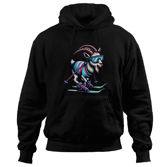Goat Skiing Downhill Winter Sports Design Hoodies