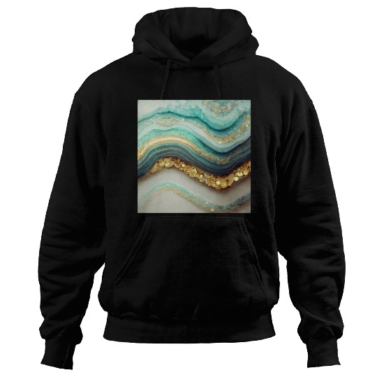 Teal Agate Geode Stone Hoodies