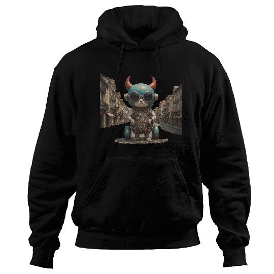 Fantasy scene of an animal in a classic town Hoodies