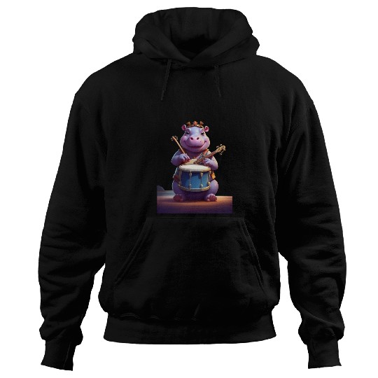 Hippo playing music Hoodies