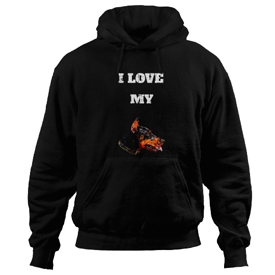 I Love My Geometric Doberman Design Hoodies