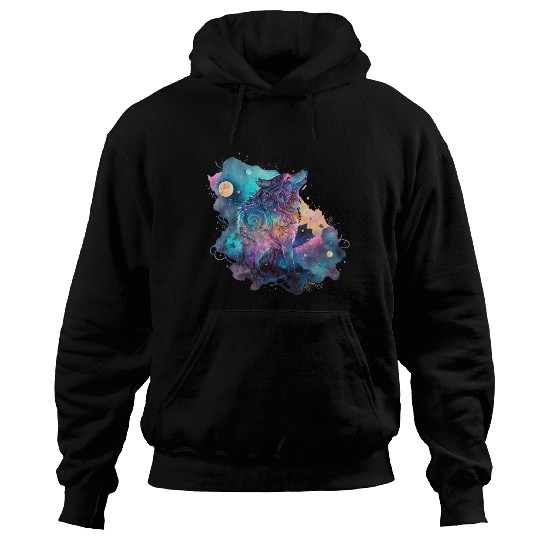 Wolf Print, Cosmic Wolves, Animal Print, Cosmos Hoodies