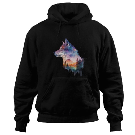 Wolf Print, Cosmic Wolves, Animal Print, Cosmos Hoodies