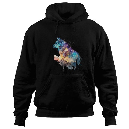 Wolf Print, Cosmic Wolves, Animal Print, Cosmos Hoodies