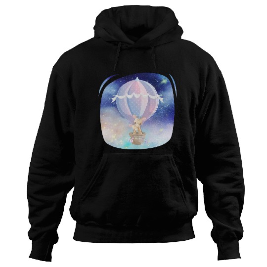 Giraffe And Child Flying Sky Using Hot Balloon Hoodies