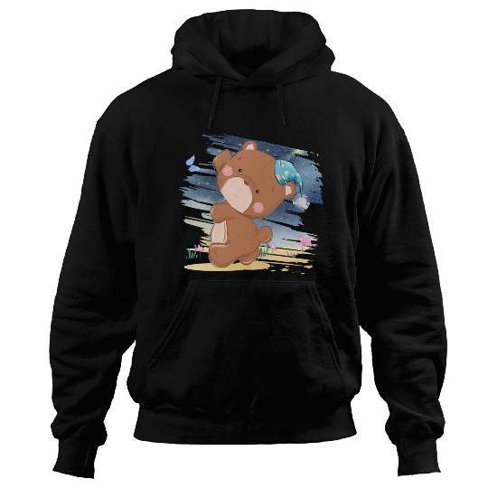 Sleeping Bear Walking On Beach Using Piyama Hoodies