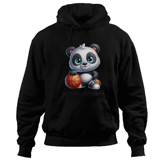 Cute Baby Panda Playing Basketball Playful Paws Hoodies