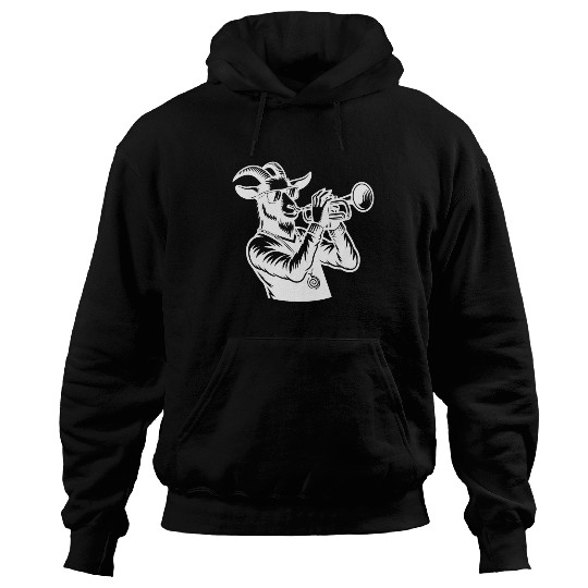 Goat Trumpeter Silhouette Hoodies