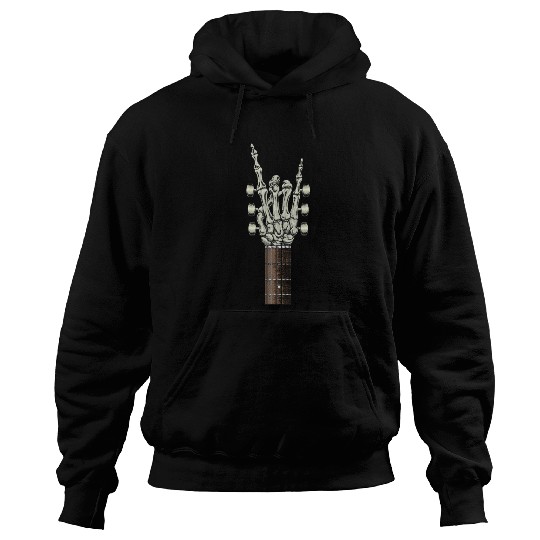 Rock On Skeleton Hand Guitar Rock Roll Rock Band Hoodies