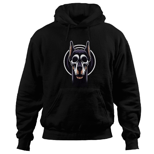 Neon Doberman Skull Edge Hoodies