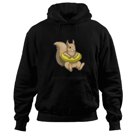Squirrel Swimming Swim ring Hoodies