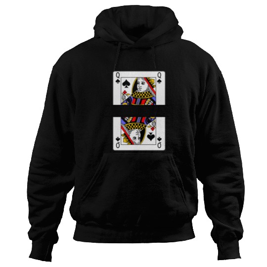 Playing card queen of spades with banner space Hoodies