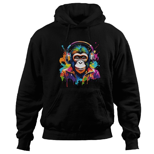 Monkey in headphones Hoodies