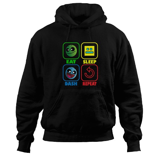 Eat Sleep Dash Repeat Video Game Geometry Video Hoodies