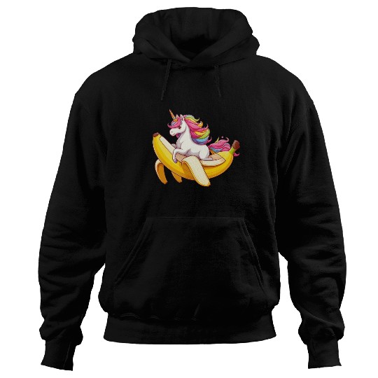 Unicorn rides banana Hoodies