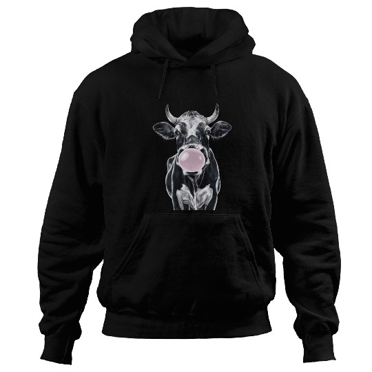 Fun cow blowing a bubble Hoodies
