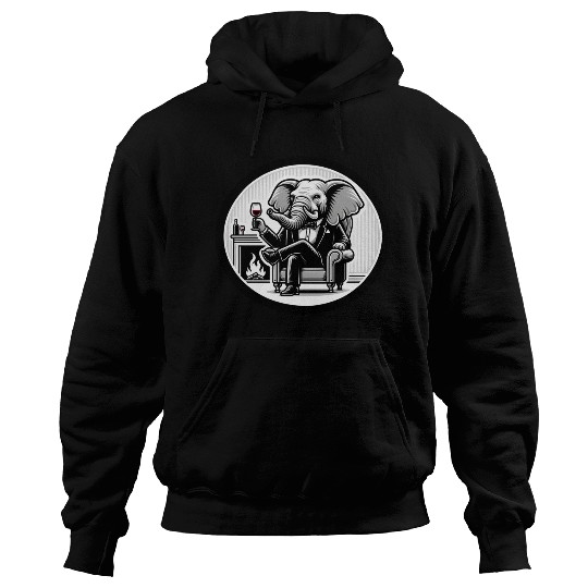 Elegant Elephant Pachyderm in Suit Hoodies