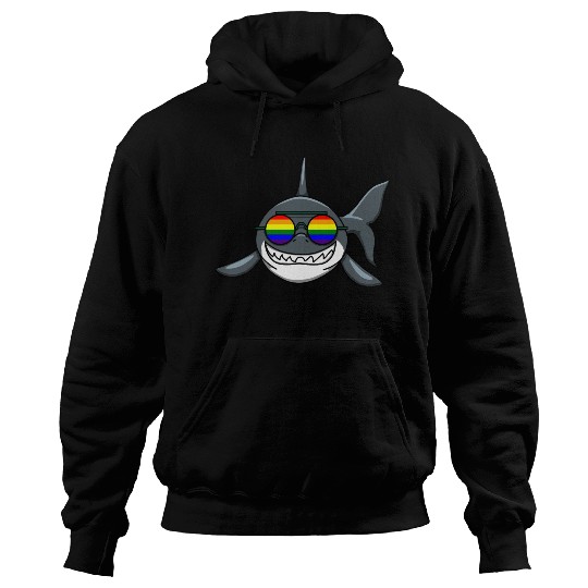 SMILING LGBTQ SHARK WITH RAINBOW GLASSES Hoodies