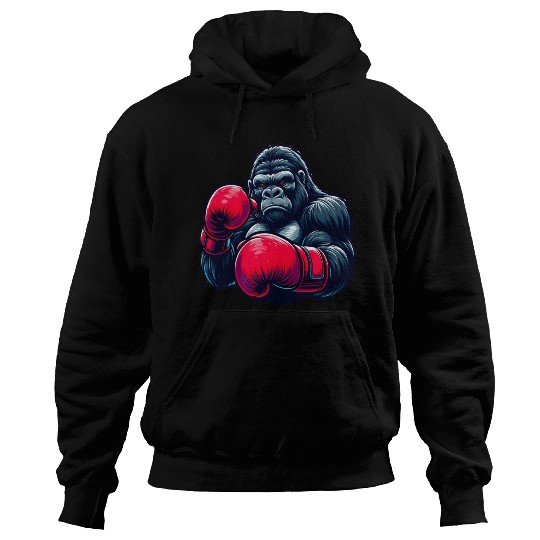 Wild Gorilla Boxing Gloves Graphic Animal Lover Hoodies