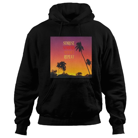 Sunrise Sunburn Sunset Repeat Beach Scene Hoodies
