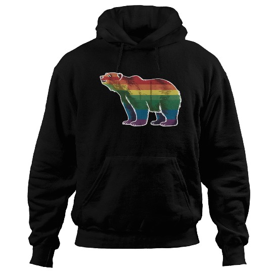 Retro Polar Bear Rainbow Lesbian LGBT Gay Pride Hoodies